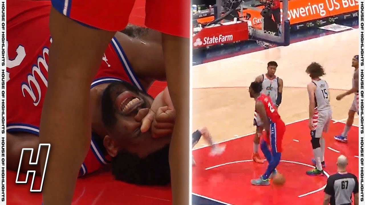 Joel Embiid SCARY KNEE INJURY - 76ers Vs Wizards | March 12, 2021 ...