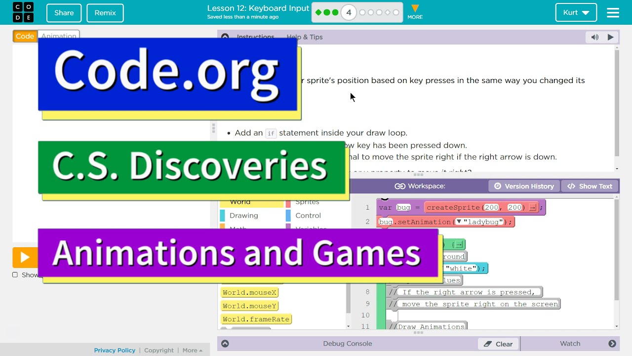 Code.org Keyboard Input | Lesson 15 Part 4 | Tutorial With Answers | C ...