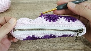 D.I.Y. Tutorial - How to Crochet Purse Bag With Zipper - Starburst Pattern