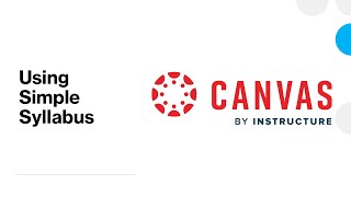 Using Simple Syllabus in Canvas
