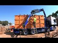 crane works pov unload with fassi f545