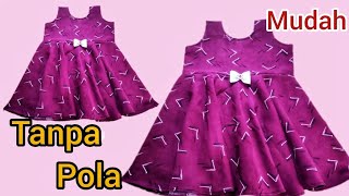 Baby frock cutting and stitching//Cara menjahit baju anak perempuan TANPA POLA untuk penjahit pemula