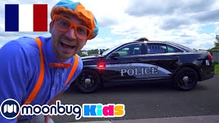 Blippi explore une voiture de police! | BLIPPI en Français | Vidéos Pour Enfants | Moonbug