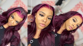 PINK \u0026 PURPLE HIGHLIGHT WIG INSTALL 💜💗 | MEGALOOK HAIR