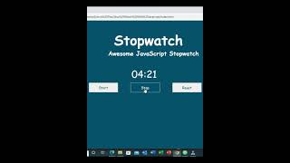 StopWatch complete Application with html, css and Javascript #shorts