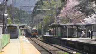 近鉄大阪線／長谷寺駅・桜の咲く駅の休日朝の風景