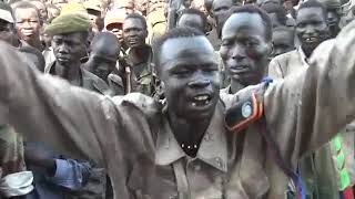 Dr Riek talking to Lou Nuer youth who were about to destroy Pibor County,