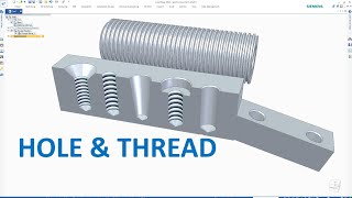 Solid Edge Tutorials #17 | Modeling | How to create Hole & Thread in Solid Edge