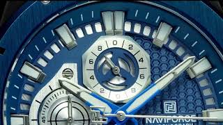 NAVIFORCE Fashion Stainless Steel Mesh Band Chronograph Quartz Watch for Men Auto Date