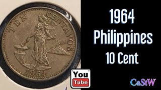 1964 Pilipinas 10 Centavos Coin