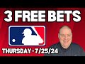 Thursday 3 Free MLB Betting Picks & Predictions - 7/24/24 l Picks & Parlays l #mlbpredictions