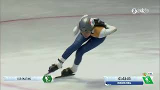 Skarma Tsultim of Ladakh takes home gold medal in the Women’s Ice Skating Short Track 1000m final