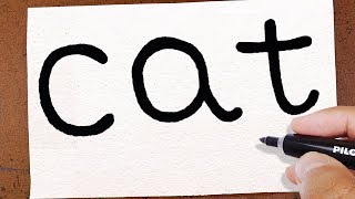 How to turns words " cat "  - COMO Transformar a Palavra cat , शब्दों को ड्रॉइंग में कैसे बदलें