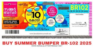 Kerala Summer Bumper BR 102 |Lottery Prize structure| Kerala Next bumper ticket 2025|win 10 crores