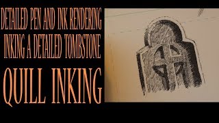 PEN AND INK QUILL INKING -   DETAILED Tombstone study of Wrightson