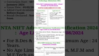 NTA National Institute of Fashion Technology Admissions 2024NTA NIFT Admissions 2024 : Notification