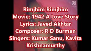 Rimjhim Rimjhim Lyrics English Translation 1942 love story