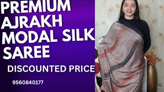 premium  ajrakh modal silk saree at discounted price@9560840177