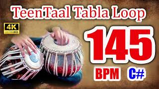 10 Hour Teentaal Tabla Loop 145 BPM / Tabla Beats for Classical Dance / Vocal Practice