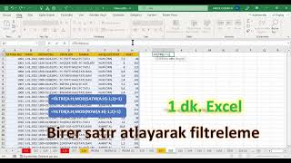 Excel 1 Dakika - FİLTRE ile bir satır atlama