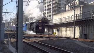 【JR】9010レ D51 498+キハ141系4B(SL銀河客車)+EF65-501「みちのくSLギャラクシー号」 尾久～上野(尾久踏切)【10年ぶりの上野入線】