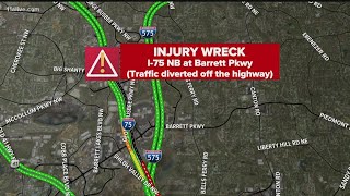 Atlanta traffic | I-75 North in Kennesaw closed at Barrett Pkwy