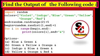 Question based on random module | CBSE Class 11 , 12 Computer Science