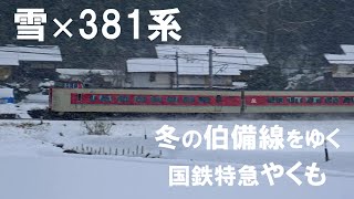 雪×381系 特急やくも雪の伯備線を行く 2022.1-2