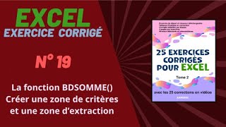 Exercice corrigé Excel - numéro 19 - Tome 2