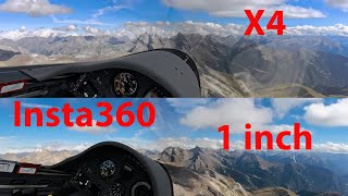 Comparison of Insta360 X4 8K to One RS 1inch 5,7 K – 360° VR video – Gliding in the French Alps