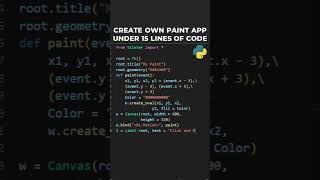 Create Your Own Paint App Under 15 Lines of Python Code #programming #tkinter #shorts #coding
