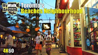 Toronto Beaches neighbourhood walk (narrated) - boardwalk, water's edge, Queen St shops (4k video)