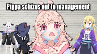 Pippa schizos out to management