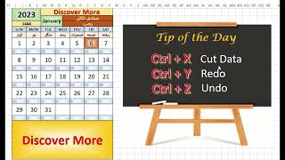 current date | Tip of the day | hijri date | Excel shortcuts | discovermore1