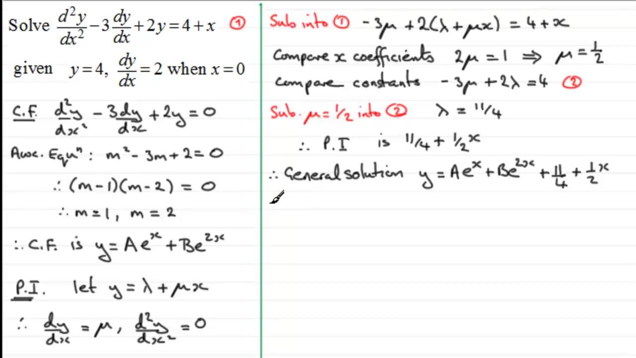 2nd Order Linear Differential Equations : Particular Solutions ...