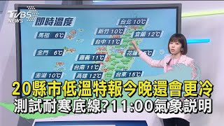 20縣市低溫特報今晚還會更冷 測試耐寒底線? 強度近「冷氣團」11:00氣象說明｜TVBS新聞