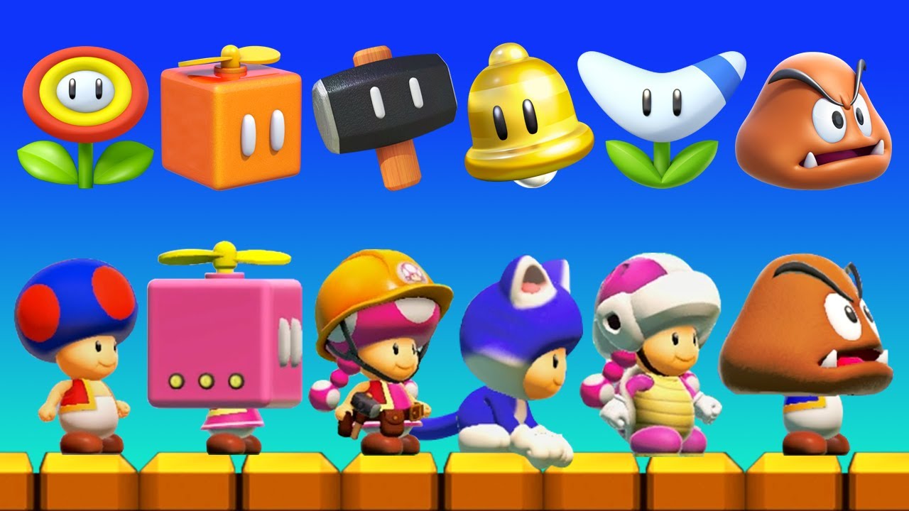 Super Mario Maker 2 - All Toad & Toadette 3D World Power-Ups - YouTube