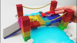 DIY - How To Make Rainbow Bridge With Magnetic Ball, Slime, Car toys Pixel Art Amazing Magnet World