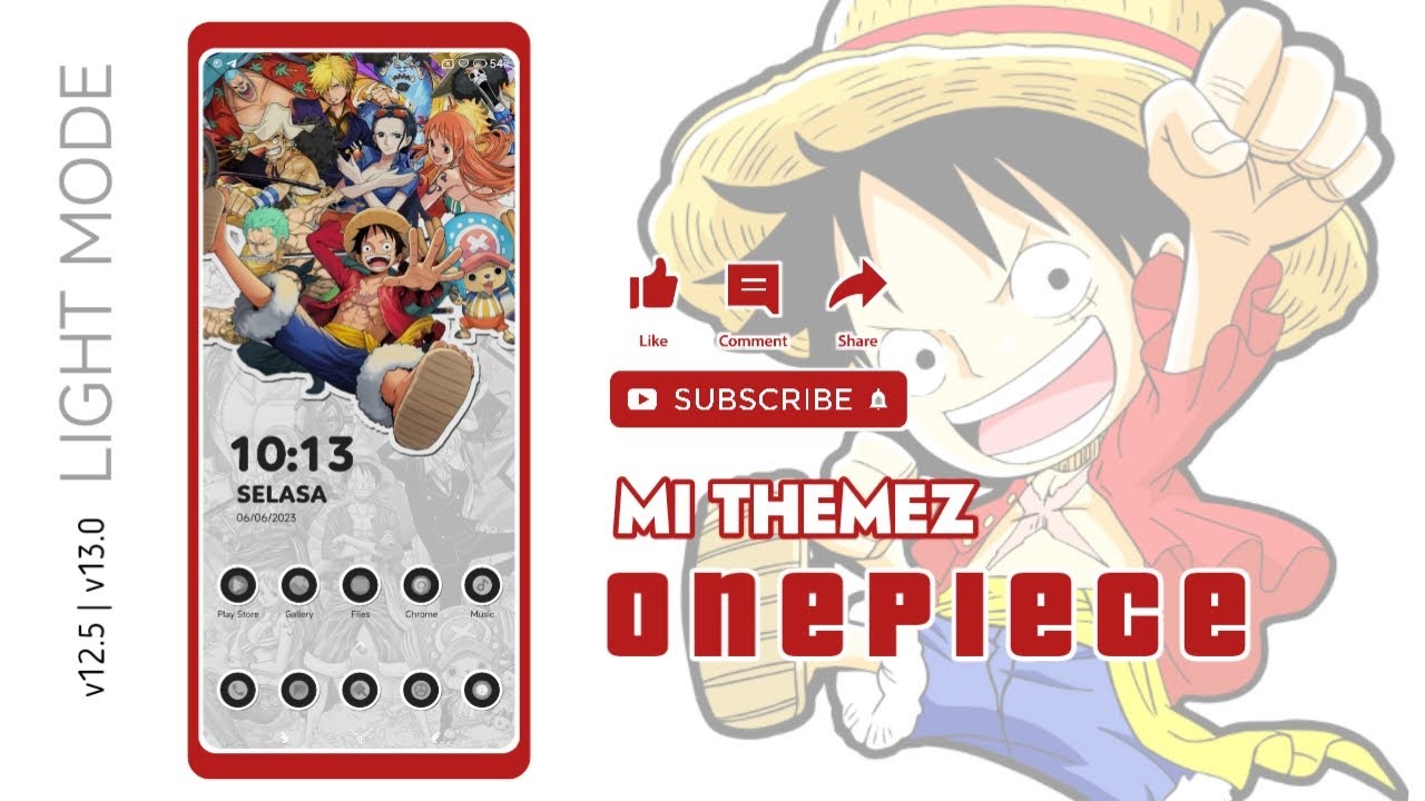 New Theme Onepiece Lightmode Only Theme For Miui V12 V13 Youtube