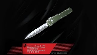 MICROTECH UTX-70 D/E Distressed OD Green Apocalyptic Double Full Serrated 147-D12 DOD