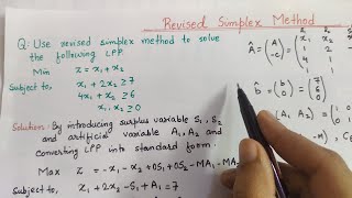 Revised Simplex Method | Standard Form 2 | Linear Programming Problem | Operation Research | Hindi