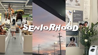 ( 3 ) SENIORHOOD 🎞 .° | student life as a senior, mini weekend getaway, lots of food + drinks !