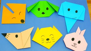 Easy origami animals for beginners,cat face,mouse face,elephant face,dog face, fox face, bunny face