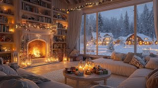 Cozy Night Space in Snowy Winter ❄ Gentle Piano and Fireplace Sounds Help Relax and Sleep Deeply 🎶