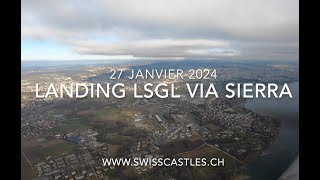 Atterrissage LSGL (Lausanne) via S piste 36. Landing LSGL, via S, runway 36. 27 janvier 2024