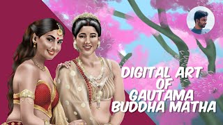 Digital art of Prajapati Gautami and Mahamaya in Gautama Buddha Matha