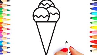 Learn Colors With Easy And Advanced Ice Cream Drawing Painting For beginners | Rainbow Ice Cream