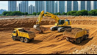 Komatsu PC-210 Excavator Loading Trucks | Big Machines at Work