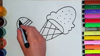 Рисуем мороженое для детей. Drawing ice cream for children. Bolalar uchun muzqaymoq chizish ☃️🐯🐸😍😍😘😘