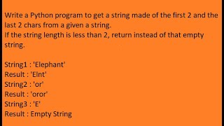 Python program to get a string made of the first 2 and the last 2 chars from a given a string.